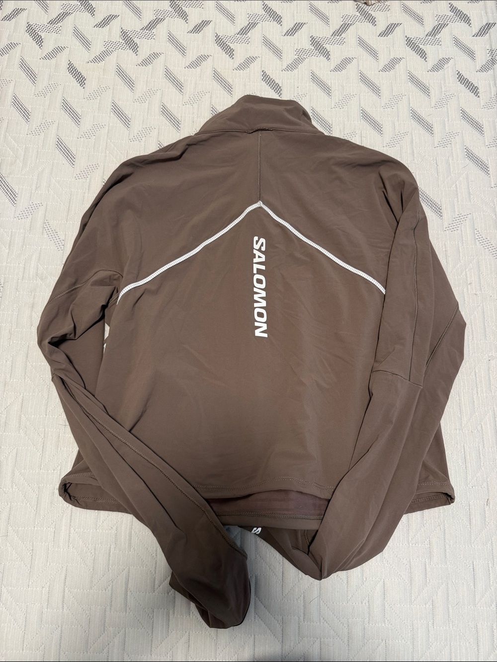 Salomon Women's Taupe Half-Zip run crop jacket size L - Picture 3 of 3